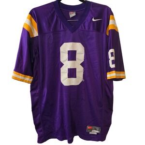 Vintage Nike Team LSU Tigers #8 Jersey Men's Size Large Purple Gold Football